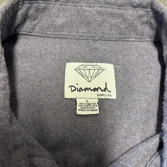 Diamond Supply Co Flannel Grey Cotton Long Sleeve‎ Button Down Shirt Men’s - Picture 9 of 9